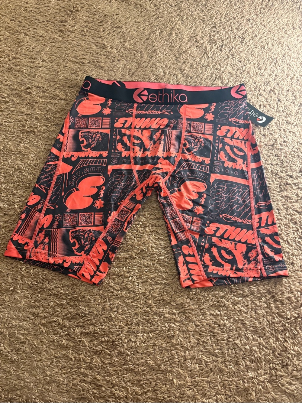 ethika Black & Orange Graphic Performance Boxer Briefs